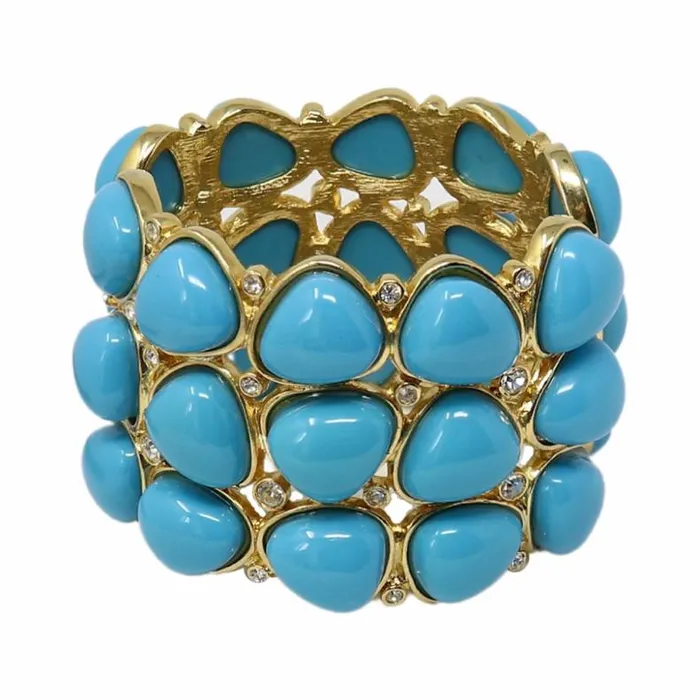 Kenneth Jay Lane Light Color Bracelets Women 3 Row Turquoise Rounded Bracelet