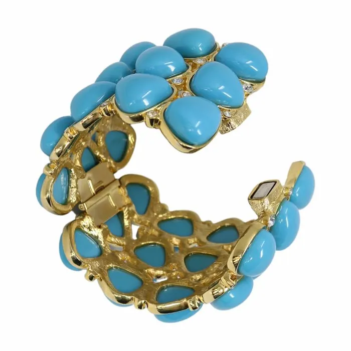 Kenneth Jay Lane Light Color Bracelets Women 3 Row Turquoise Rounded Bracelet Kenneth Jay Lane Light Color Bracelets Women 3 Row Turquoise Rounded Bracelet