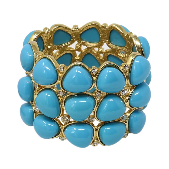 Kenneth Jay Lane Light Color Bracelets Women 3 Row Turquoise Rounded Bracelet Kenneth Jay Lane Light Color Bracelets Women 3 Row Turquoise Rounded Bracelet