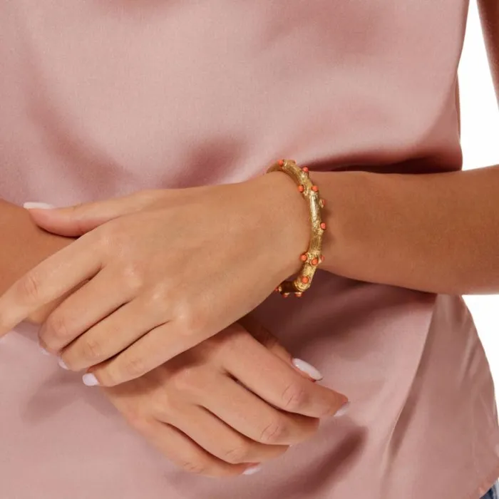 Kenneth Jay Lane Light Color Bracelets Women Gold Hinged Coral Shape Bracelet With Coral Dots Kenneth Jay Lane Light Color Bracelets Women Gold Hinged Coral Shape Bracelet With Coral Dots