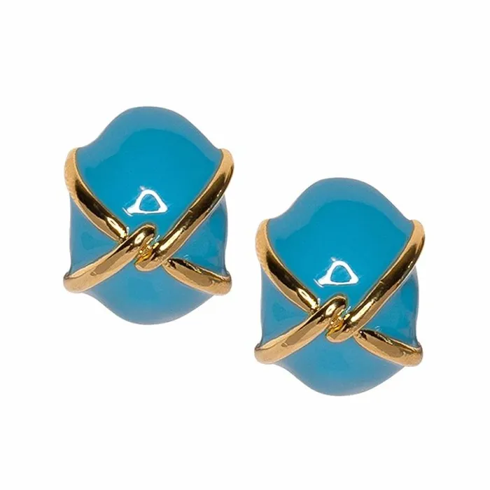 Kenneth Jay Lane Light Color Earrings Women 034X034 Turquoise Button Clip Earring Kenneth Jay Lane Light Color Earrings Women 034X034 Turquoise Button Clip Earring
