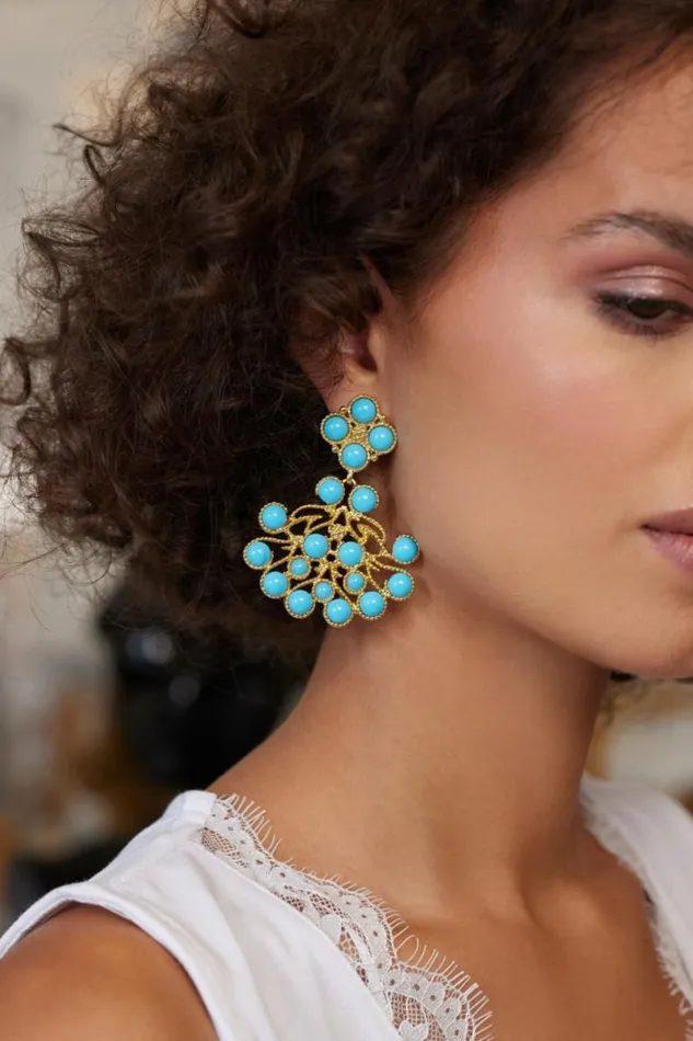 Kenneth Jay Lane Light Color Earrings Women Turquoise Cabochons Clip Earrings Kenneth Jay Lane Light Color Earrings Women Turquoise Cabochons Clip Earrings