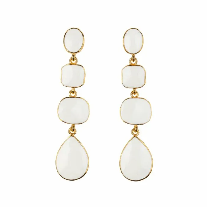 Kenneth Jay Lane Light Color Earrings Women White Geometric Drop Pierced Earrings Kenneth Jay Lane Light Color Earrings Women White Geometric Drop Pierced Earrings
