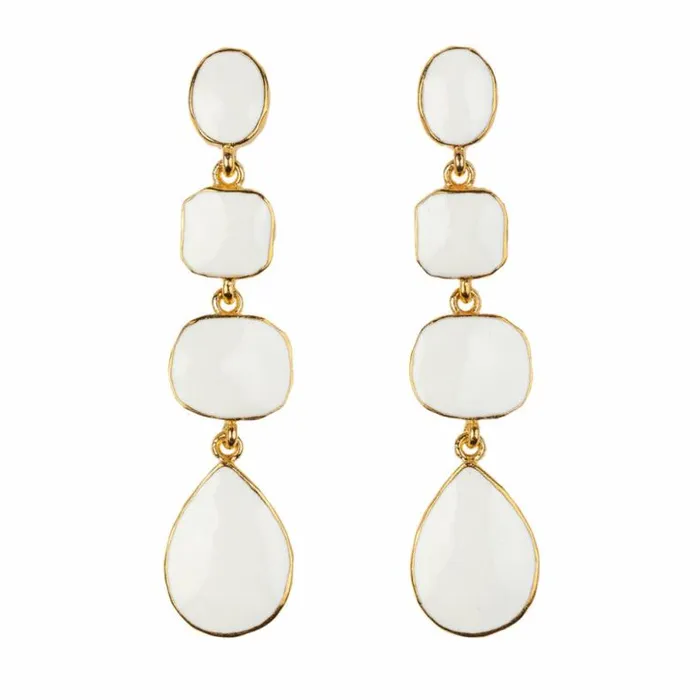 Kenneth Jay Lane Light Color Earrings Women White Geometric Drop Pierced Earrings