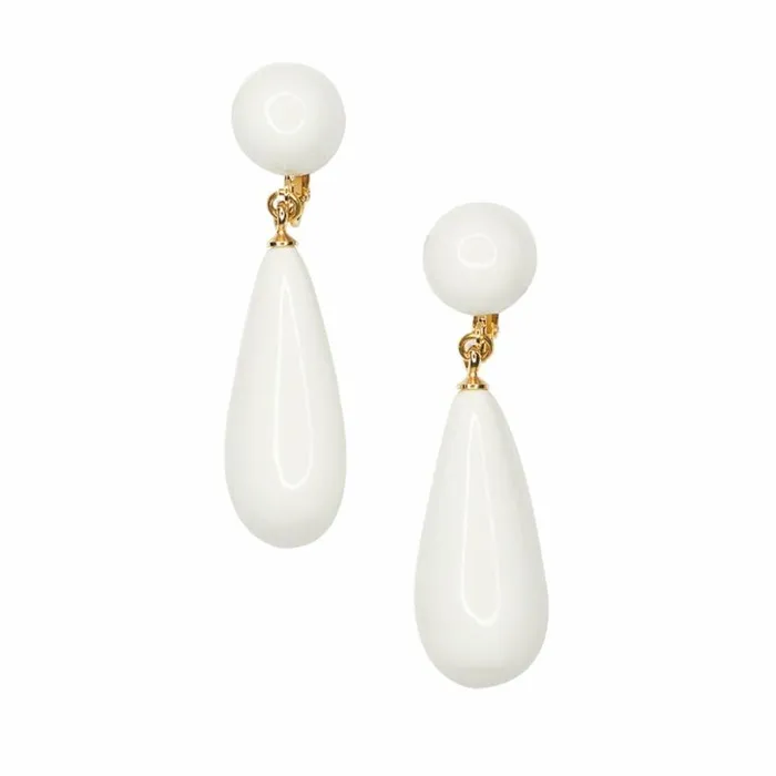 Kenneth Jay Lane Light Color Earrings Women White Teardrop Pierced Or Clip Earrings Kenneth Jay Lane Light Color Earrings Women White Teardrop Pierced Or Clip Earrings