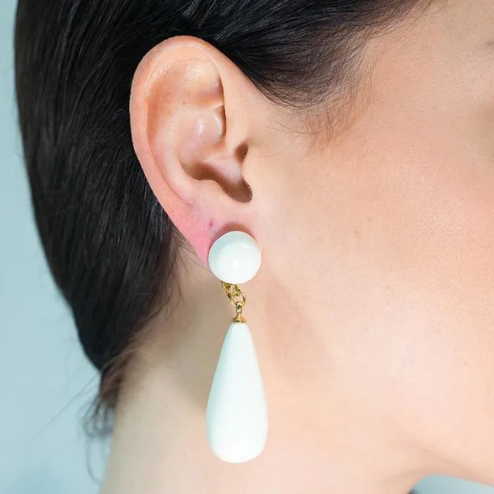 Kenneth Jay Lane Light Color Earrings Women White Teardrop Pierced Or Clip Earrings Kenneth Jay Lane Light Color Earrings Women White Teardrop Pierced Or Clip Earrings