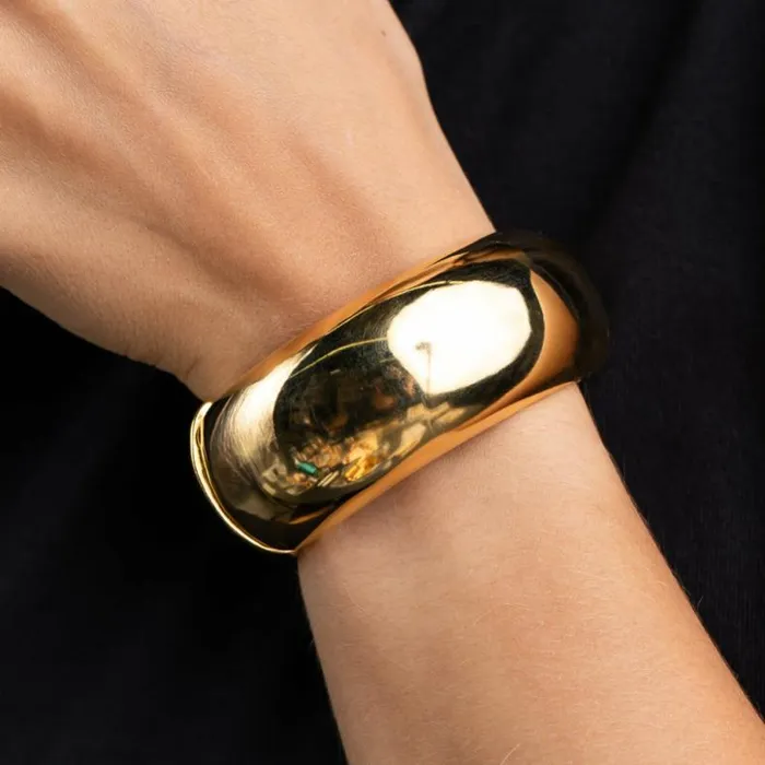Kenneth Jay Lane Metallic Finish Bracelets Women Polished Gold Domed Metal Bracelet Kenneth Jay Lane Metallic Finish Bracelets Women Polished Gold Domed Metal Bracelet