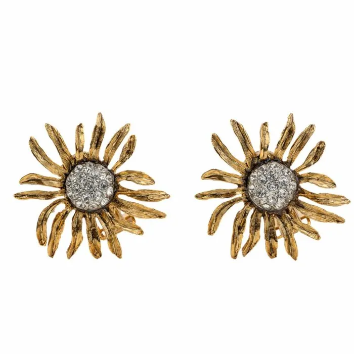 Kenneth Jay Lane Metallic Finish Earrings Women Antique Gold Flower Clip Earring Kenneth Jay Lane Metallic Finish Earrings Women Antique Gold Flower Clip Earring