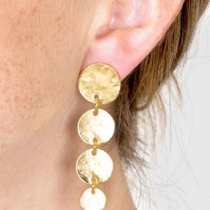 Kenneth Jay Lane Metallic Finish Earrings Women Coin Drop Pierced Earrings