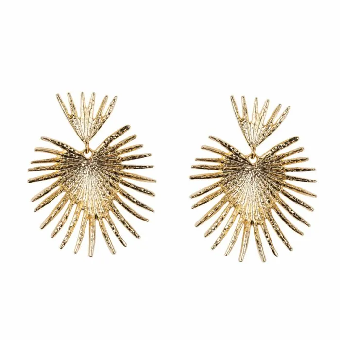 Kenneth Jay Lane Metallic Finish Earrings Women Gold Fan Drop Earrings