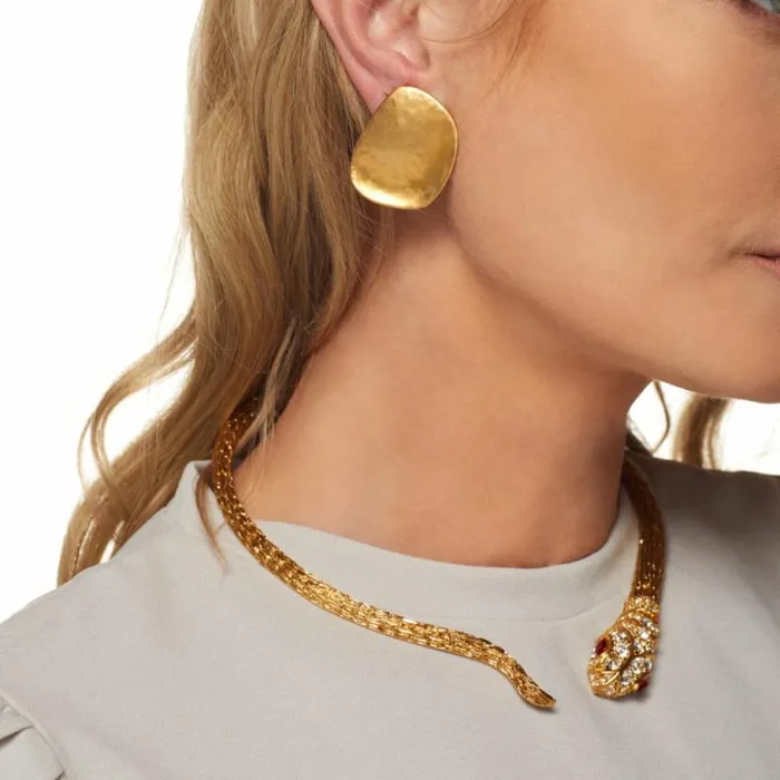 Kenneth Jay Lane Metallic Finish Earrings Women Hammered Disc Clip Earrings