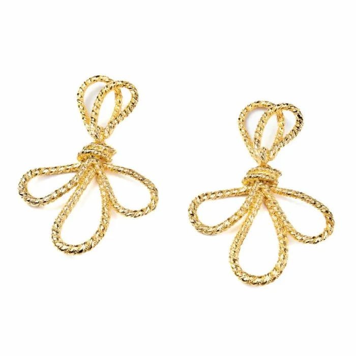 Kenneth Jay Lane Metallic Finish Earrings Women Satin Gold Bow Clip On Earrings Kenneth Jay Lane Metallic Finish Earrings Women Satin Gold Bow Clip On Earrings
