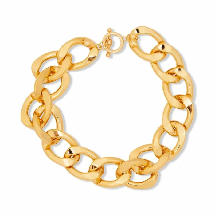 Kenneth Jay Lane Metallic Finish Necklaces Women Large Link Gold Chain Necklace
