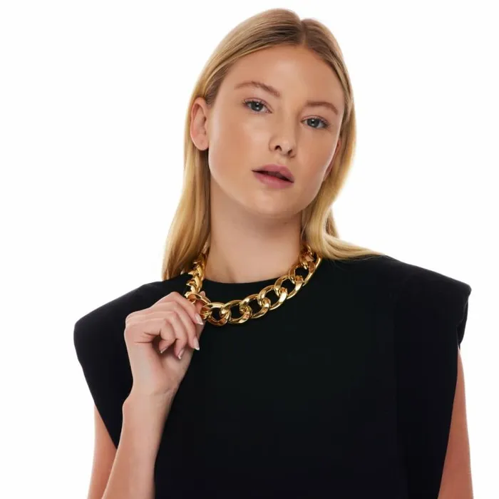 Kenneth Jay Lane Metallic Finish Necklaces Women Large Link Gold Chain Necklace Kenneth Jay Lane Metallic Finish Necklaces Women Large Link Gold Chain Necklace