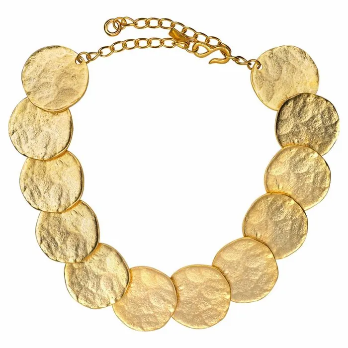 Kenneth Jay Lane Metallic Finish Necklaces Women Satin Gold Discs Necklace