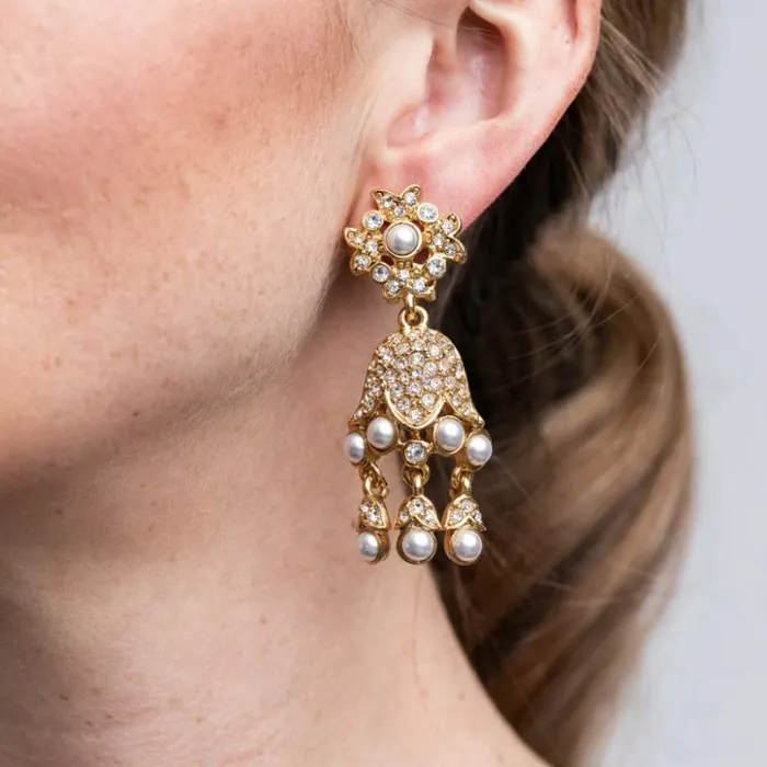 Kenneth Jay Lane Pearl Earrings Women Gold And Pearl Drop Clip Earrings