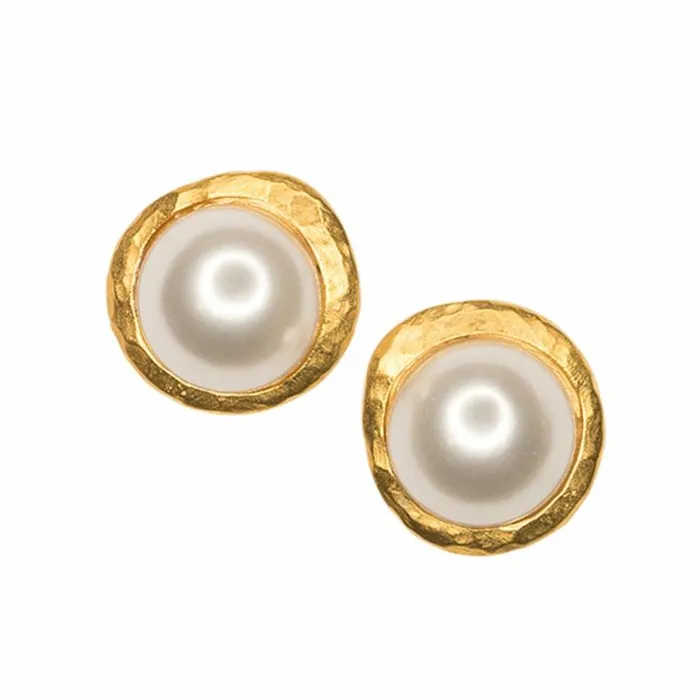 Kenneth Jay Lane Pearl Earrings Women Pearl Button Pierced Or Clip Earrings