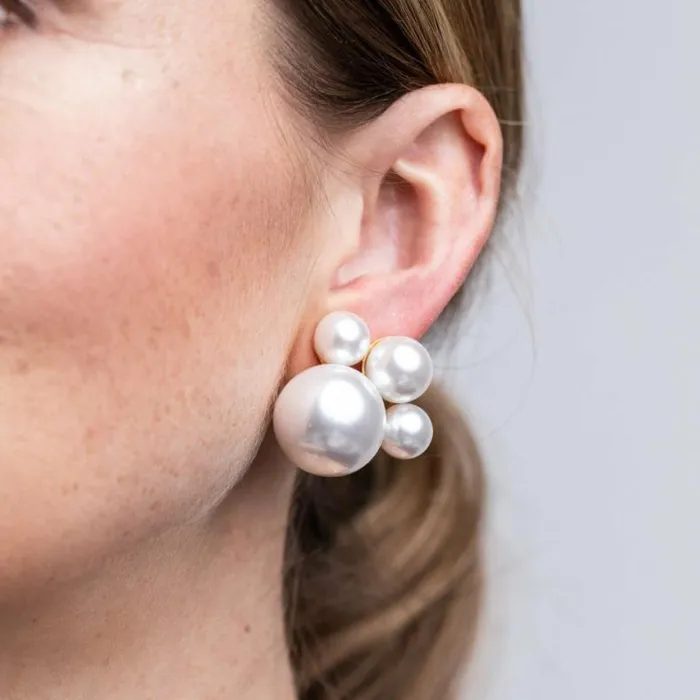 Kenneth Jay Lane Pearl Earrings Women Pearl Cluster Clip Earring