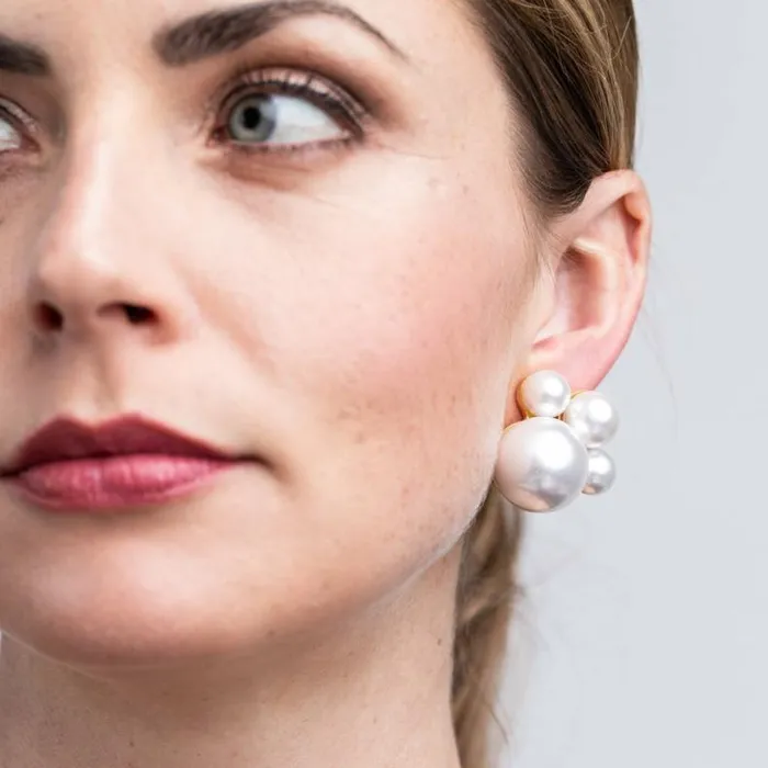 Kenneth Jay Lane Pearl Earrings Women Pearl Cluster Clip Earring