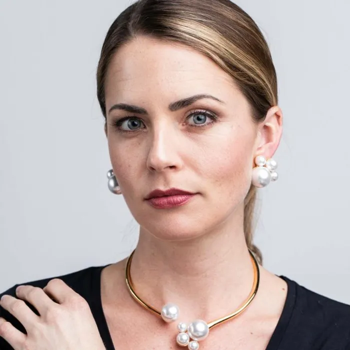Kenneth Jay Lane Pearl Earrings Women Pearl Cluster Clip Earring