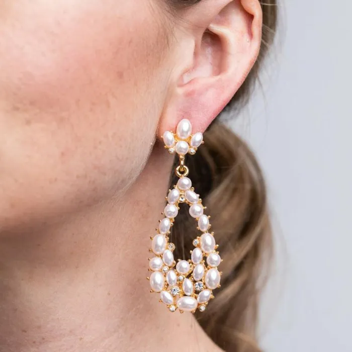 Kenneth Jay Lane Pearl Earrings Women White Pearl Cabochon Teardrop Pierced Earrings Kenneth Jay Lane Pearl Earrings Women White Pearl Cabochon Teardrop Pierced Earrings