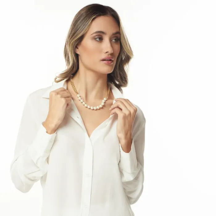 Kenneth Jay Lane Pearl Necklaces Women Gold Chain and Pearl Necklace Kenneth Jay Lane Pearl Necklaces Women Gold Chain and Pearl Necklace