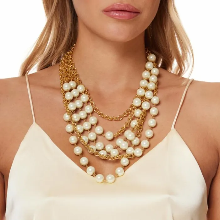 Kenneth Jay Lane Pearl Necklaces Women Gold Chains With Pearls Necklace