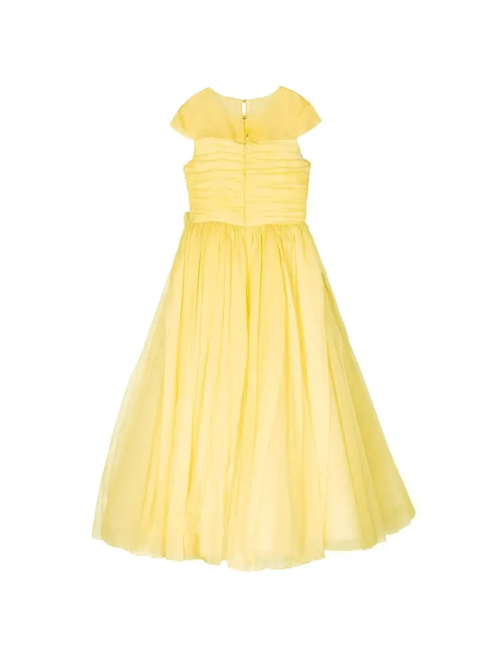 Kids Marchesa Gowns FlowerEmbellished Crepe Gown Yellow Kids Marchesa Gowns FlowerEmbellished Crepe Gown Yellow