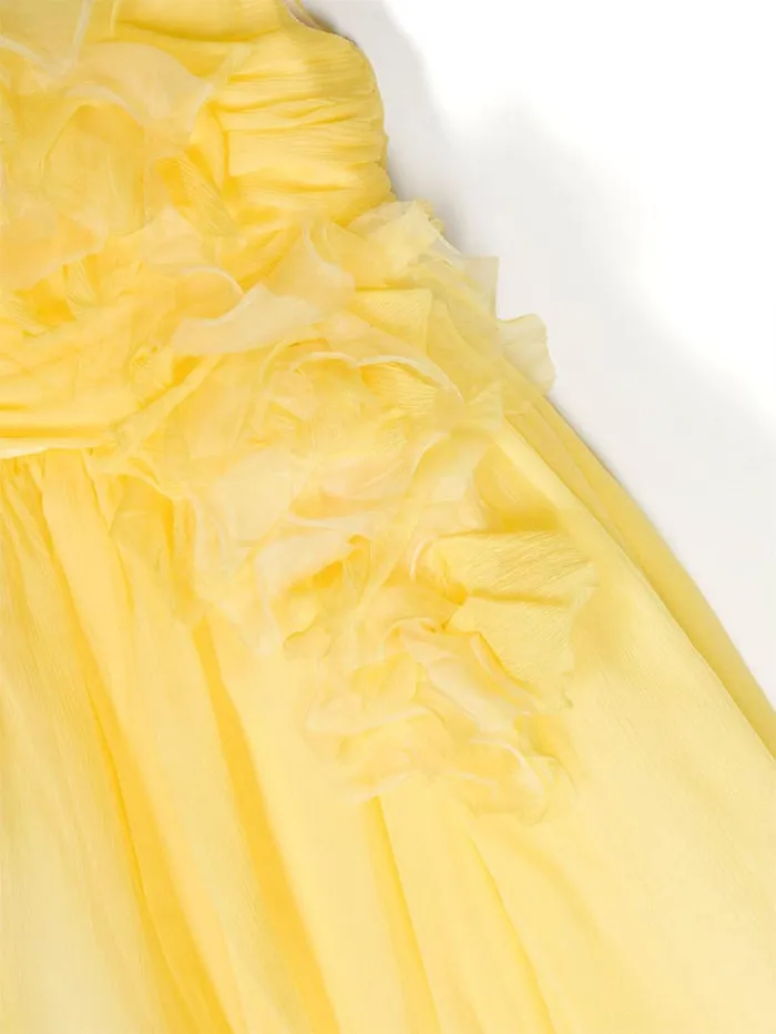 Kids Marchesa Gowns FlowerEmbellished Crepe Gown Yellow Kids Marchesa Gowns FlowerEmbellished Crepe Gown Yellow