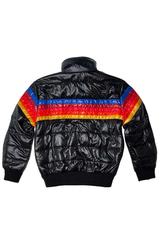 Kids Outerwear Aviator Nation 5 Stripe Traveler Jacket 8211 Black Glossy