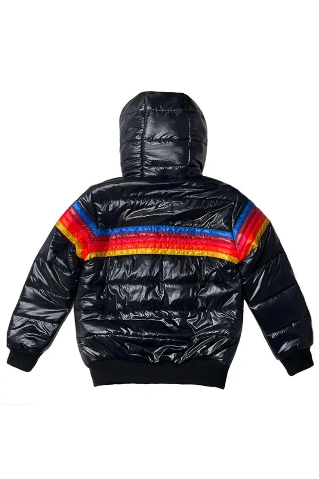 Kids Outerwear Aviator Nation 5 Stripe Trekker Jacket 8211 Glossy Black
