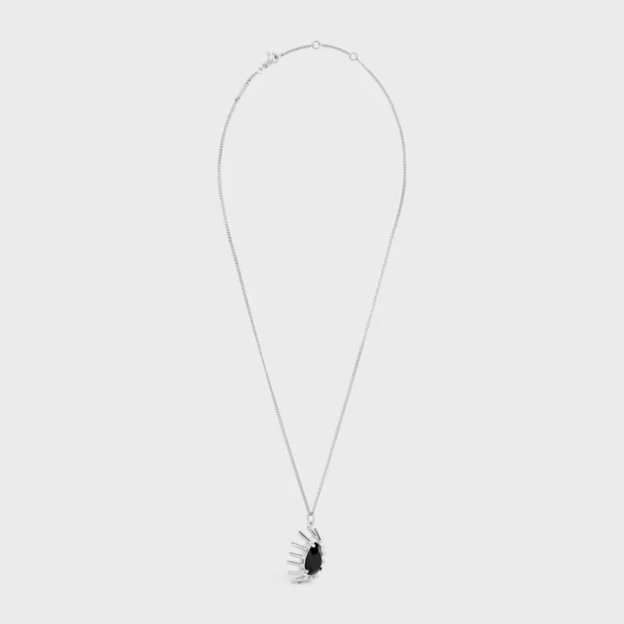 Les Pierres Celine Necklace In Brass With Rhodium Finish And Black Strass Silver Black Men CELINE NECKLACES Les Pierres Celine Necklace In Brass With Rhodium Finish And Black Strass Silver Black Men CELINE NECKLACES