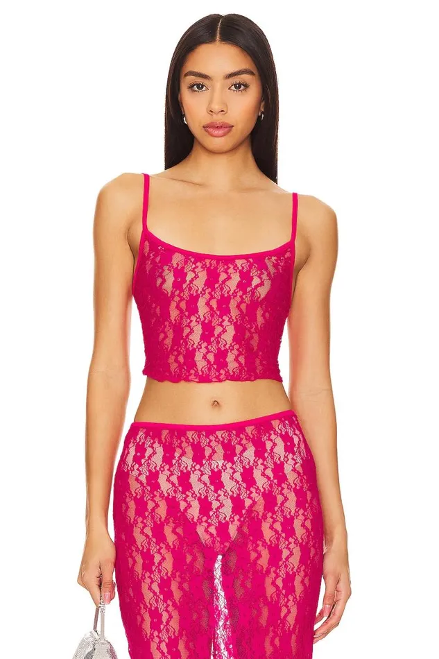 Lia Sheer Tank Top Hot Pink Women Lovers and Friends Tops
