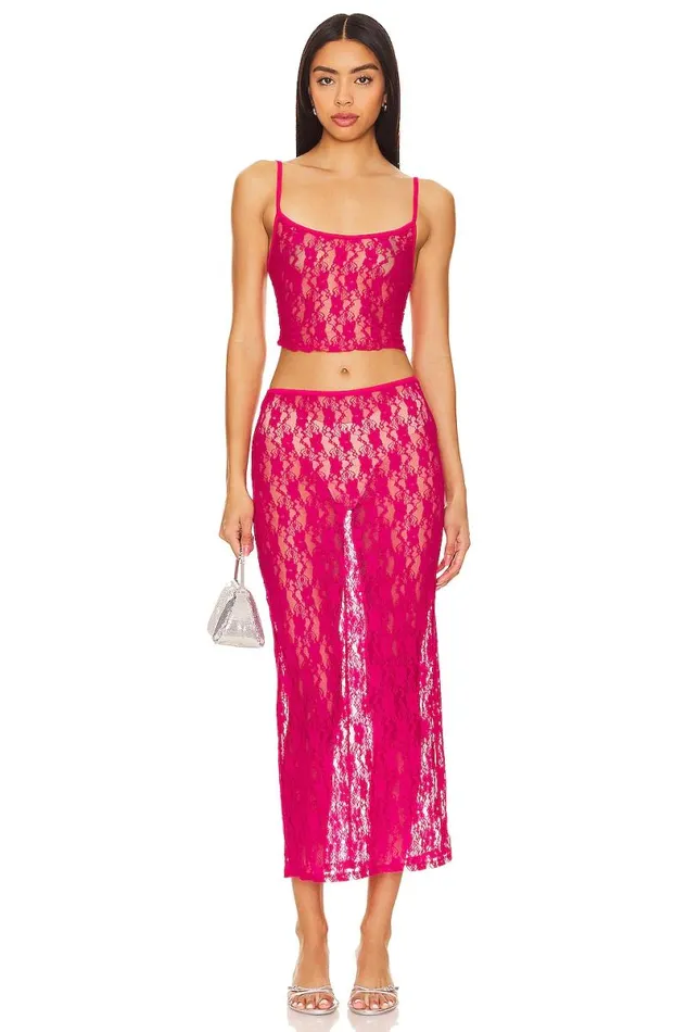 Lia Sheer Tank Top Hot Pink Women Lovers and Friends Tops