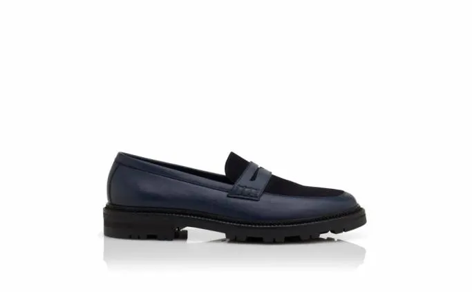 Loafers Men Manolo Blahnik HUDSONNavy Blue Calf Leather Loafers Loafers Men Manolo Blahnik HUDSONNavy Blue Calf Leather Loafers