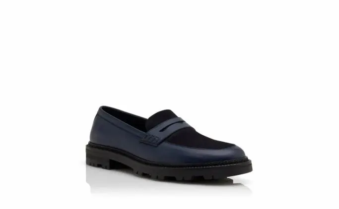 Loafers Men Manolo Blahnik HUDSONNavy Blue Calf Leather Loafers Loafers Men Manolo Blahnik HUDSONNavy Blue Calf Leather Loafers