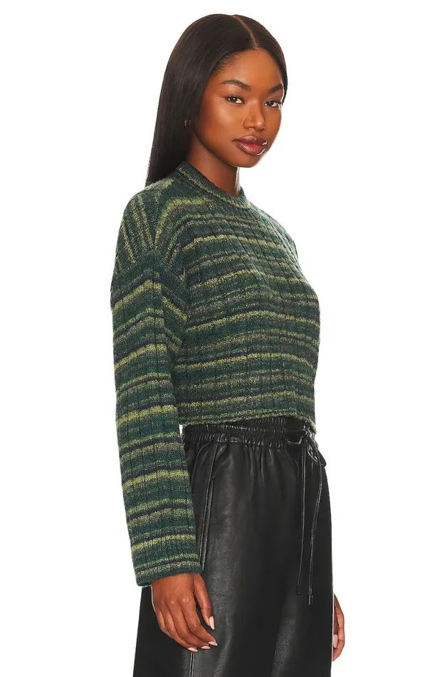 Lovers Friends Baines Cropped Sweater Green Spacedye Women Lovers and Friends Sweaters and Knits