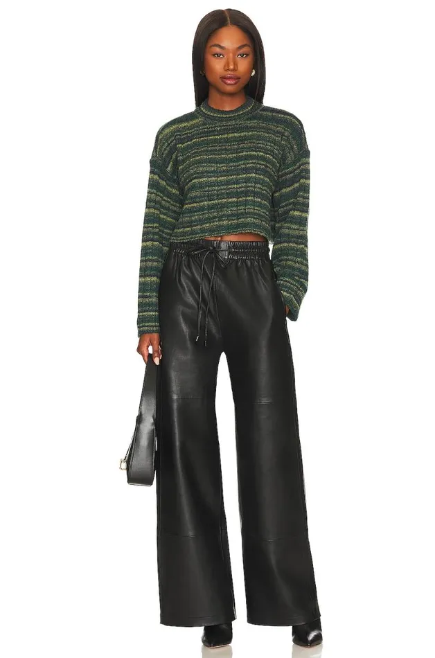 Lovers Friends Baines Cropped Sweater Green Spacedye Women Lovers and Friends Sweaters and Knits