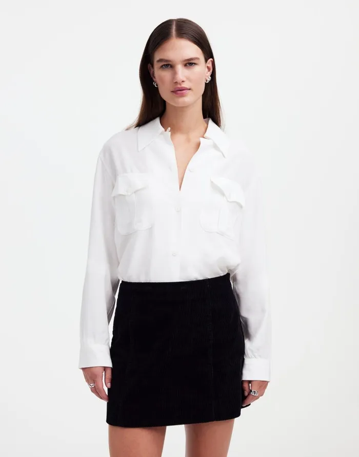 Madewell Alexa Chung For Madewell Corduroy Mini Skirt Jet Black Women Skirts