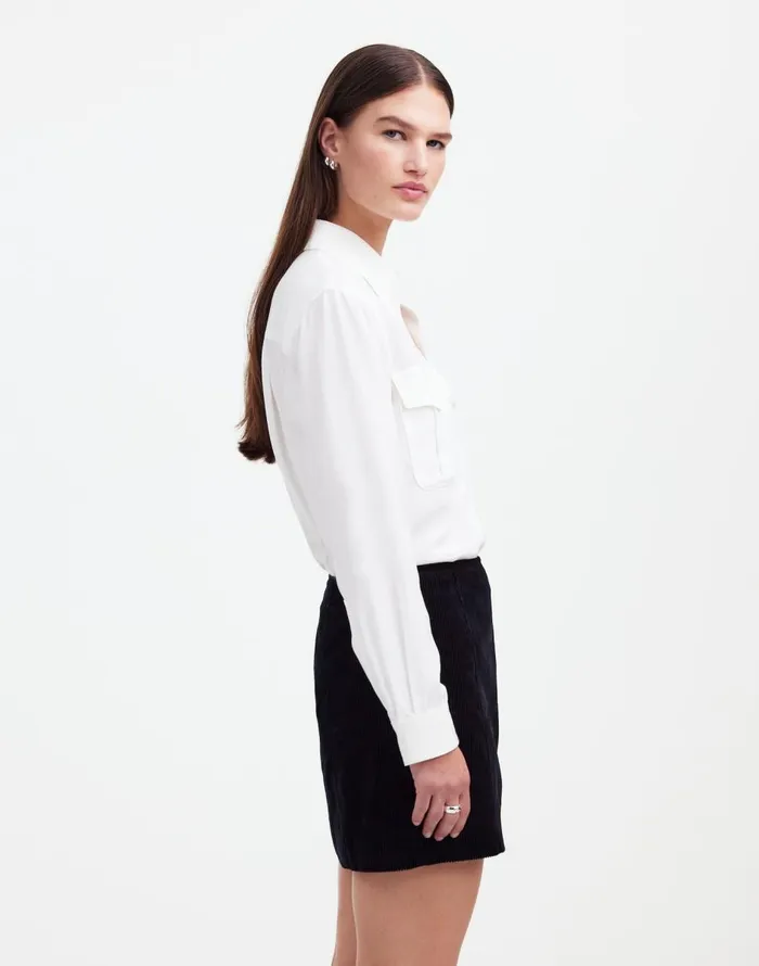 Madewell Alexa Chung For Madewell Corduroy Mini Skirt Jet Black Women Skirts