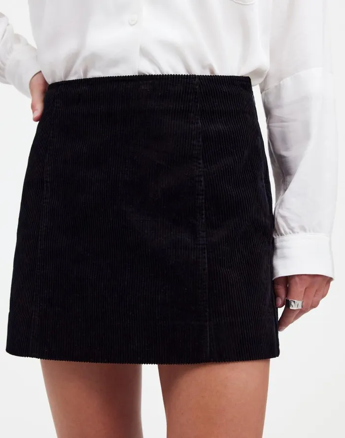 Madewell Alexa Chung For Madewell Corduroy Mini Skirt Jet Black Women Skirts