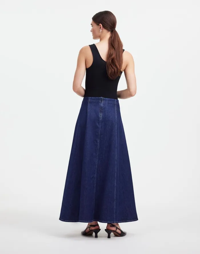 Madewell Alexa Chung For Madewell Denim Flare Midi Skirt In Pellson Wash Pellson Wash Women Skirts