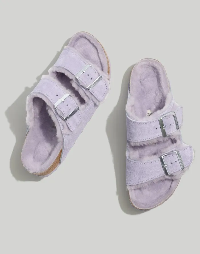 Madewell Birkenstock Suede Arizona Sandals In Shearling Purple Fog Suede Women Sandals Madewell Birkenstock Suede Arizona Sandals In Shearling Purple Fog Suede Women Sandals