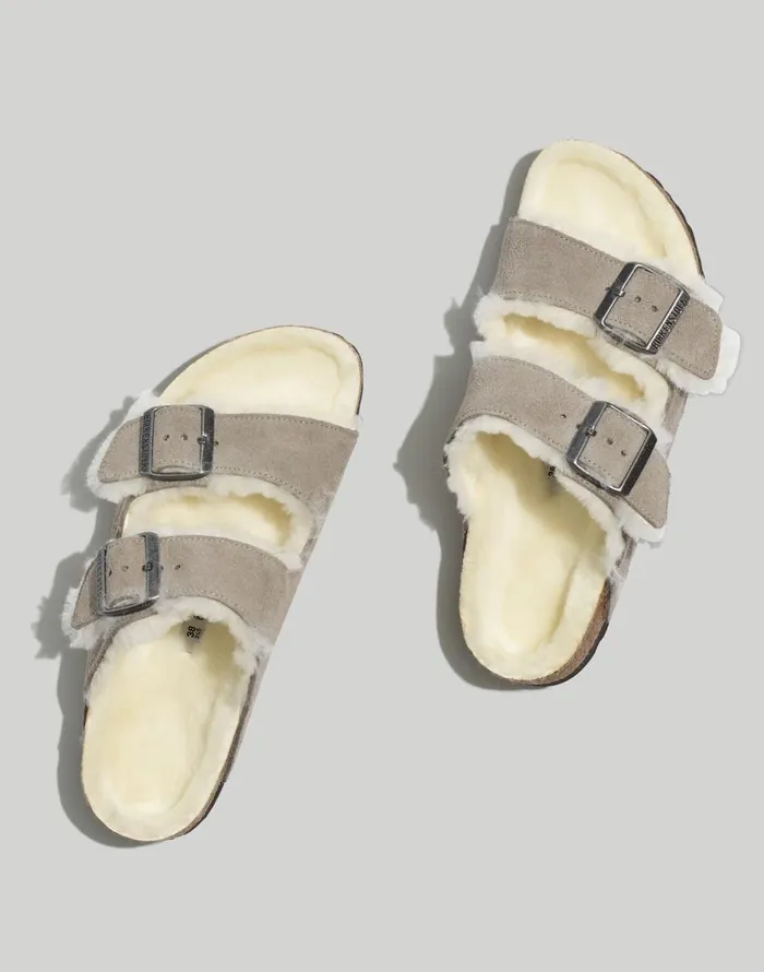 Madewell Birkenstock Suede Arizona Sandals In Shearling Stone Coin Suede Shearing Women Sandals Madewell Birkenstock Suede Arizona Sandals In Shearling Stone Coin Suede Shearing Women Sandals