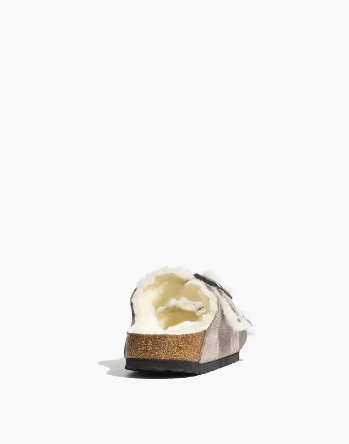 Madewell Birkenstock Suede Arizona Sandals In Shearling Stone Coin Suede Shearing Women Sandals