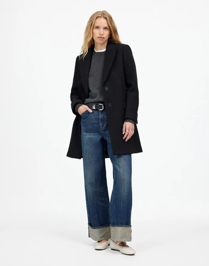 Madewell Blazer Coat In Insuluxe Fabric True Black Women Coats Jackets
