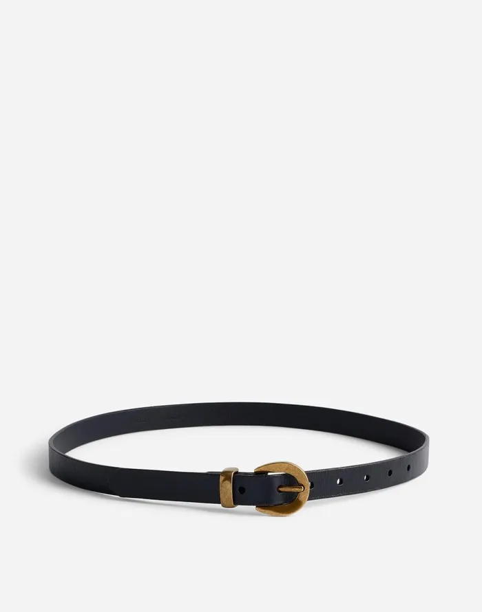 Madewell Chunky Buckle Skinny Leather Belt True Black Women Belts