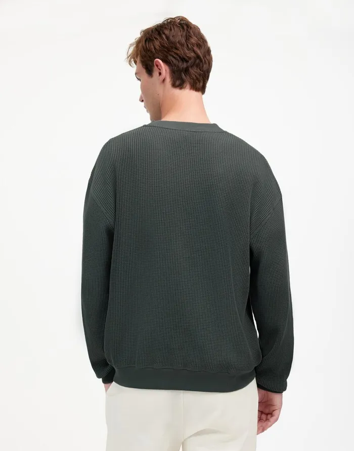Madewell Cotton Thermal Sweatshirt Industrial Green Men Hoodies and Sweatshirts
