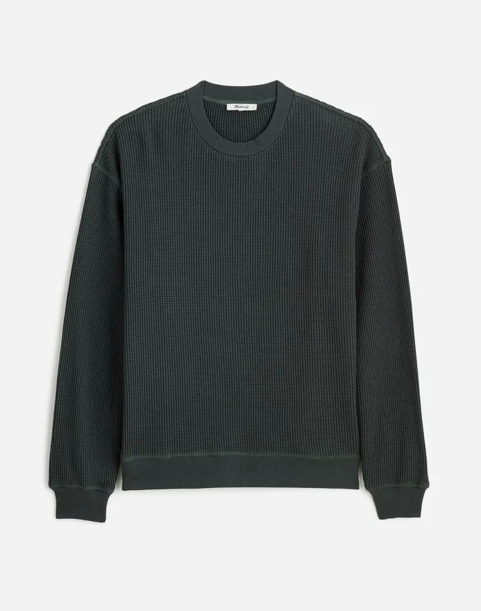 Madewell Cotton Thermal Sweatshirt Industrial Green Men Hoodies and Sweatshirts