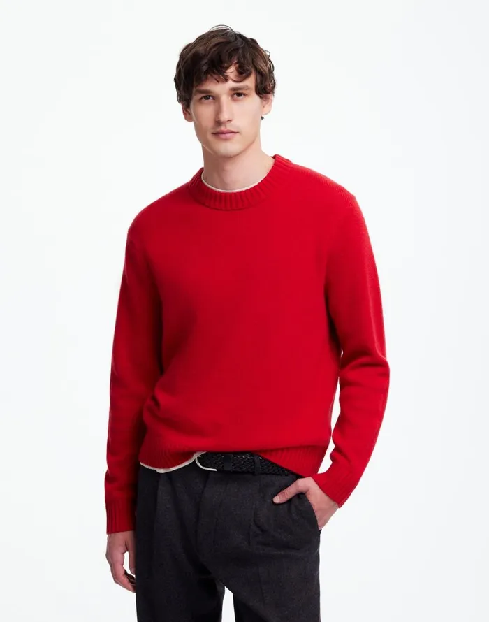 Madewell Crewneck Sweater In SoftWool Pomegranate Seed Men Sweaters